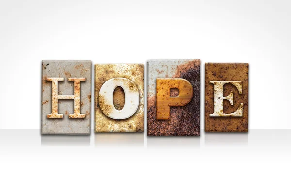 Hope Letterpress Concetto isolato su bianco — Foto Stock