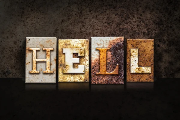 Hell Letterpress Concept on Dark Background — Stock Photo, Image
