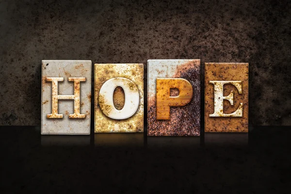 Hope Letterpress Concetto su sfondo scuro — Foto Stock