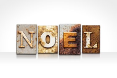 Noel Letterpress kavramı üzerinde beyaz izole