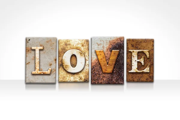 Love Letterpress Concept Isolated on White — Stock Photo, Image