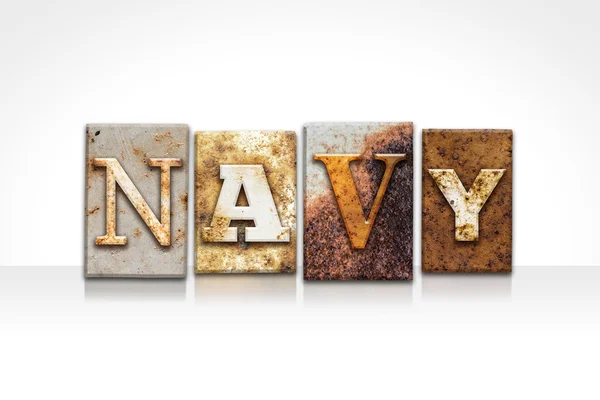 Navy Letterpress Concept Isolated on White — Stock Photo, Image