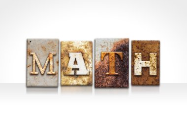 Matematik Letterpress kavramı üzerinde beyaz izole