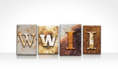 İkinci Dünya Savaşı Letterpress kavramı üzerinde beyaz izole