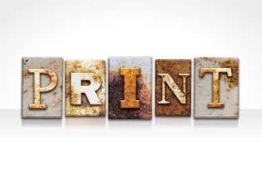 Yazdırma Letterpress kavramı üzerinde beyaz izole