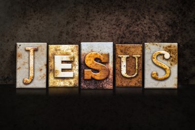 Jesus Letterpress kavramı koyu arka plan üzerinde