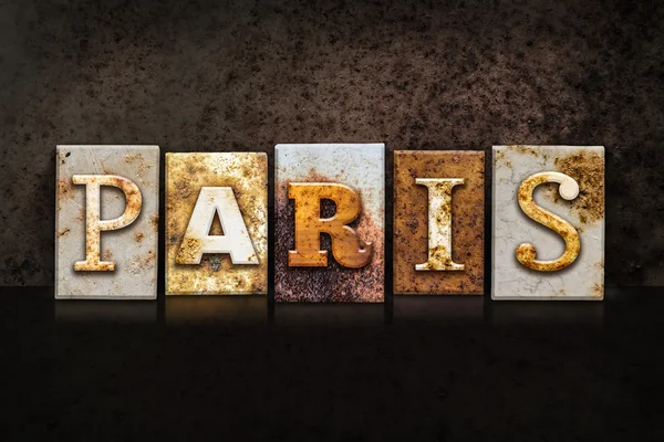 Paris Letterpress Concept on Dark Background — Stock Photo, Image