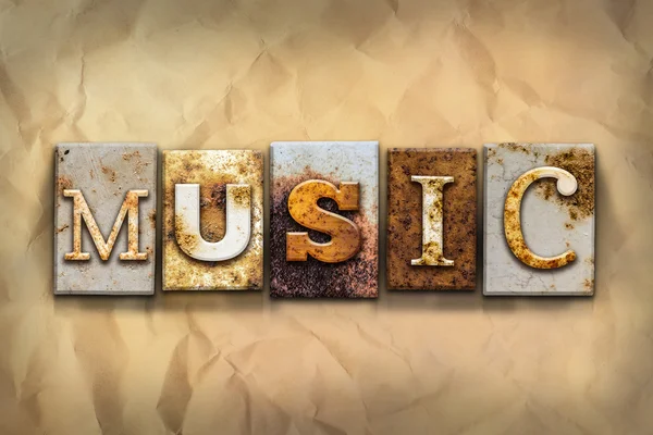 Music Concept Rusted Metal Type — Stock Photo, Image
