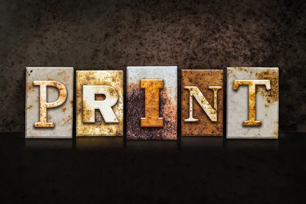 Print Letterpress Concept on Dark Background — Stock Photo, Image