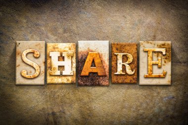 Paylaşım kavramı Letterpress deri Tema