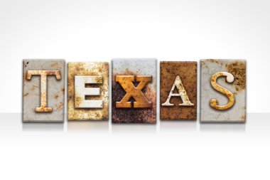Texas Letterpress Concept Isolated on White