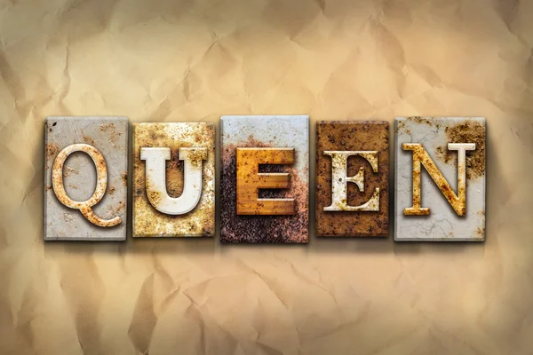 Queen konceptet Rostig metall typ — Stockfoto