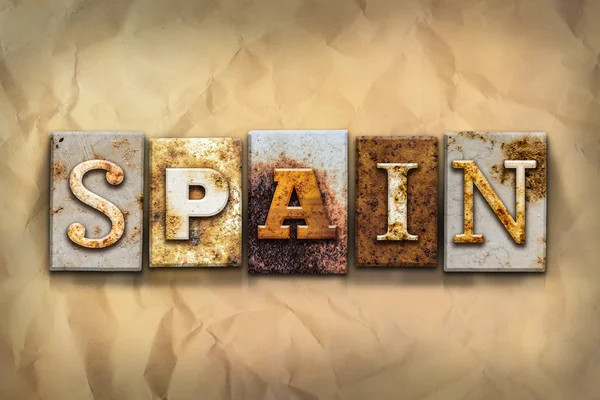 Spanien konzept rostig metall typ — Stockfoto