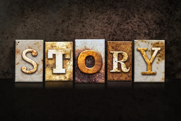 Hikaye Letterpress kavramı koyu arka plan üzerinde