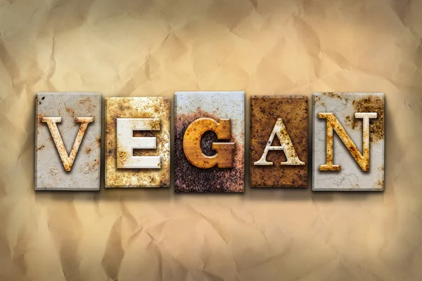 Vegan Concept Rusted Metal Type — Stock Photo, Image