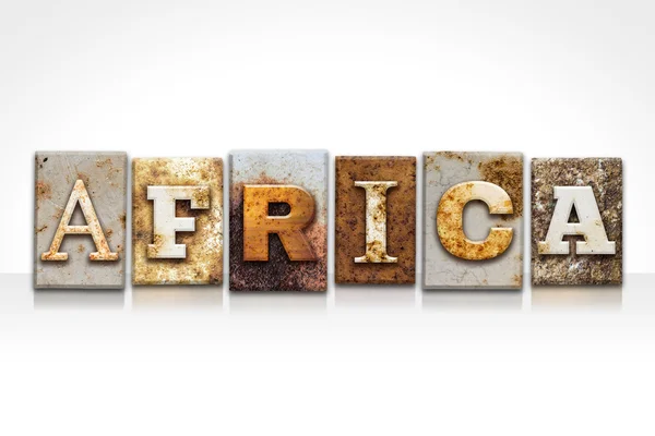 Conceito de Letterpress África isolado no branco — Fotografia de Stock
