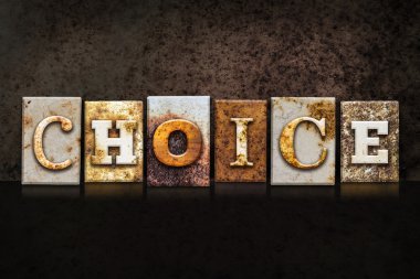 Seçim Letterpress kavramı koyu arka plan üzerinde