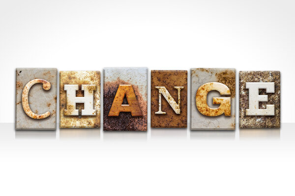 Change Letterpress Concept Isolated on White