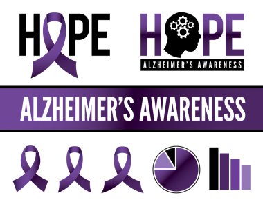 Alzheimer hastalığı bilinci simgeleri ve grafikleri