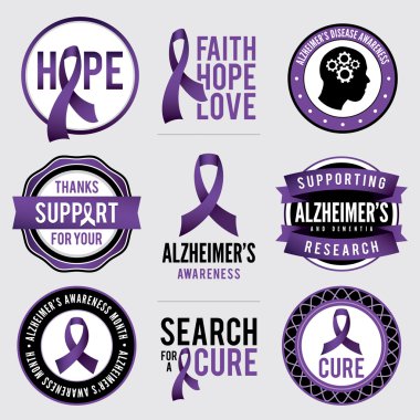 Alzheimer hastalığı bilinci rozetleri illüstrasyon