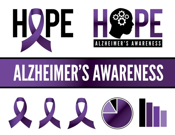 Alzheimer's Disease Awareness Icons and Graphics — Stock Vector