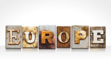 Europe Letterpress kavramı üzerinde beyaz izole