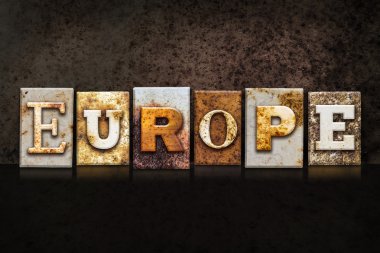 Europe Letterpress kavramı koyu arka plan üzerinde