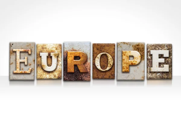 Europe Letterpress kavramı üzerinde beyaz izole — Stok fotoğraf