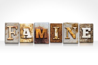 Kıtlık Letterpress kavramı üzerinde beyaz izole