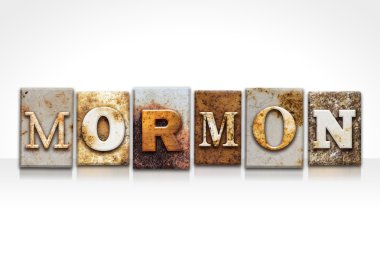 Mormon Letterpress kavramı üzerinde beyaz izole