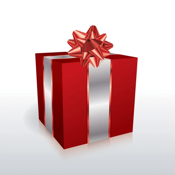 Cadeau de Noël rouge avec illustration d'arc — Image vectorielle