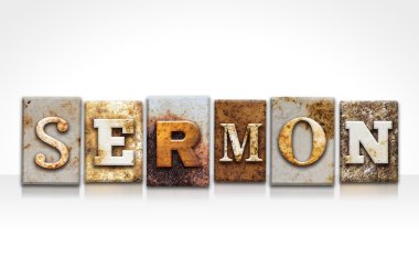 Vaaz Letterpress kavramı üzerinde beyaz izole