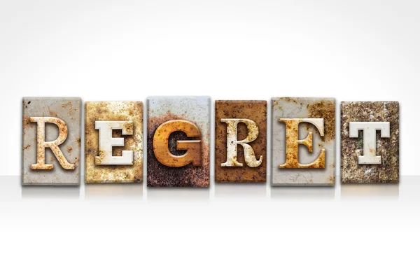 Regret Letterpress Concept Isolated on White — Stock Photo, Image