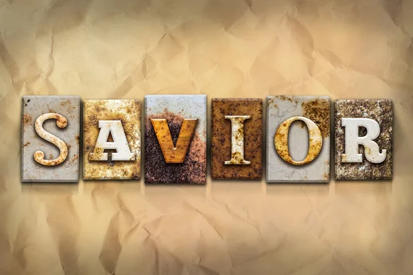 Savior Concept Rusted Metal Type — Fotografie, imagine de stoc