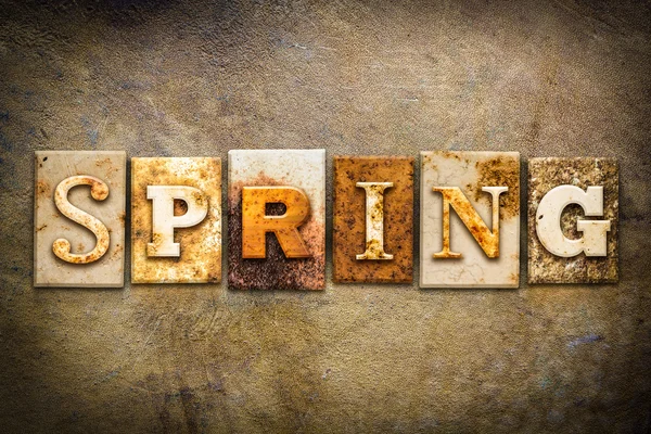 Spring Concept Letterpress Leather Theme — Stock Photo, Image