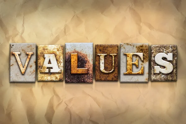 Values Concept Rusted Metal Type — Stock Photo, Image