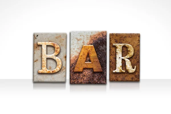 Bar Letterpress Concept Isolated on White — Stock Photo, Image