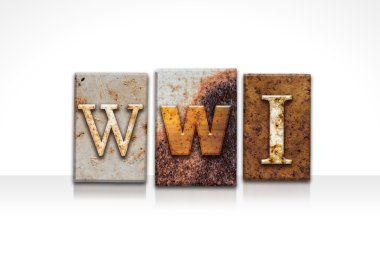 Birinci Dünya Savaşı Letterpress kavramı üzerinde beyaz izole