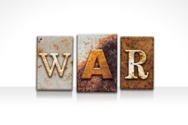 War Letterpress Concept Isolated on White clipart