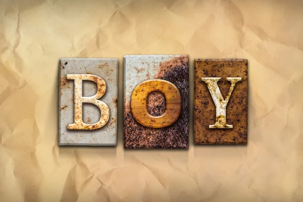 Boy Concept Rusted Metal Type — Stock Photo, Image