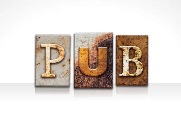 Pub Letterpress Concept Isolated on White — Stock Photo, Image