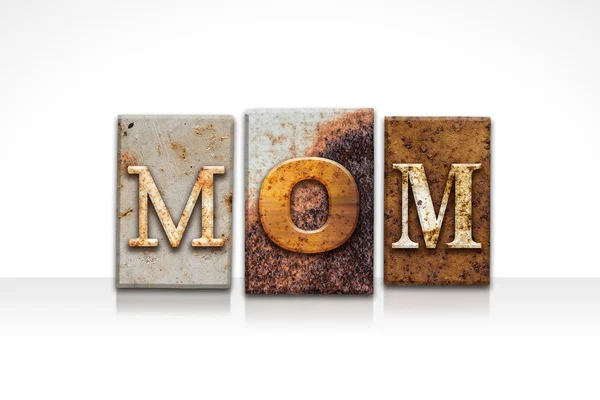 Mom Letterpress Concept Isolated on White — Stock Photo, Image