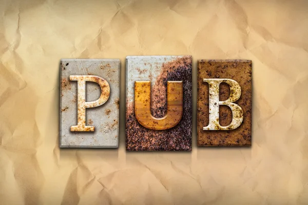 Pub Concept Rusted Metal Type — Stock Photo, Image