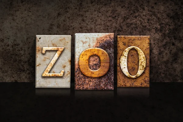 Zoológico Letterpress conceito sobre fundo escuro — Fotografia de Stock