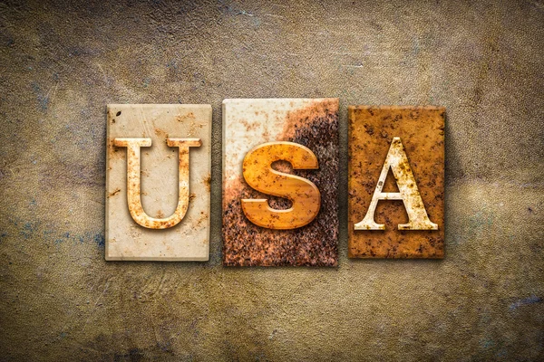 USA Konzept Buchdruck Leder Thema Stockbild