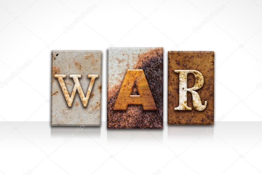 War Letterpress Concept Isolated on White