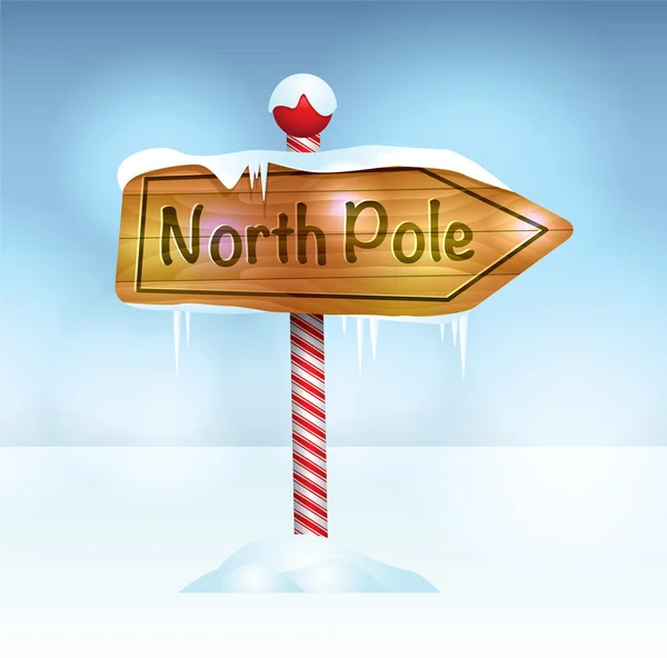 Christmas North Pole Sign in Snow Illustration — Stock Vector