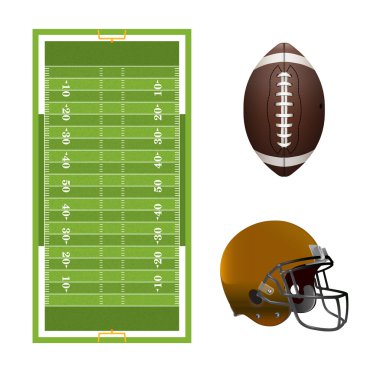 American Football Field, Ball, and Helmet Elements clipart