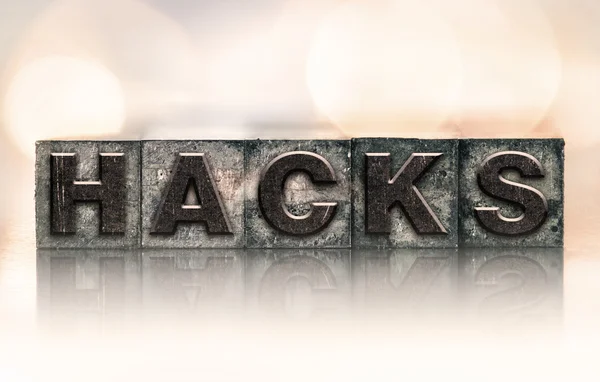 Hacks Concept Vintage Letterpress Type — Stock Photo, Image