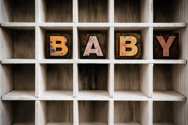 Baby Concept Wooden Letterpress Type in Draw — Stock Fotó